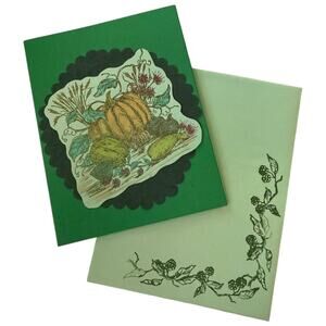 Handmade Fall Thanksgiving Holiday Pumpkin Green Greeting Card